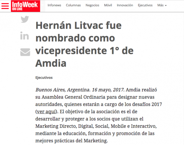 Litvac fue nombrado como vicepresidente 1° de Amdia